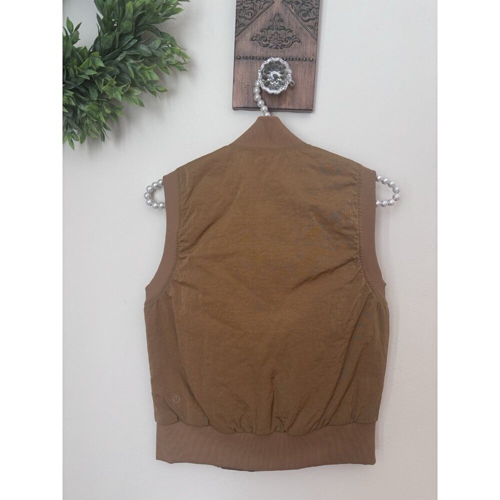 Lululemon Womens Size 2 Non-Stop Bomber Vest Mustard Yellow Full Zip - Picture 3 of 5